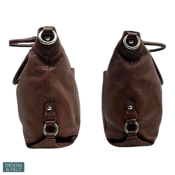 Coach Brown Leather Zoe Convertible Satchel Bag Silver Hardware Shoulder Tote - Picture 6 of 14